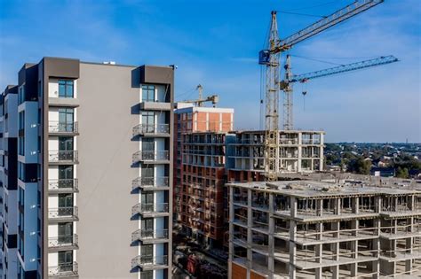 Premium Photo Aerial View Of Concrete Frame Of Tall Apartment