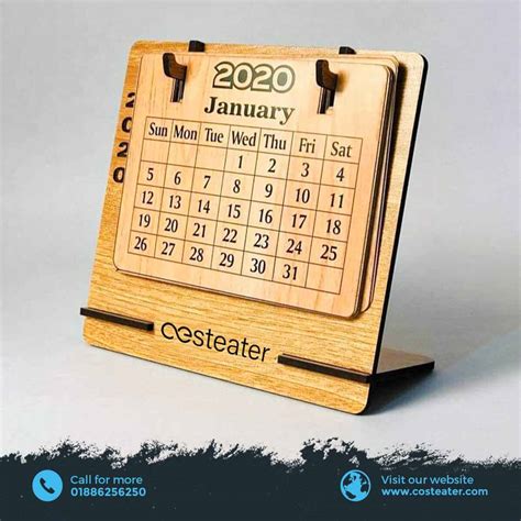 New Wooden Desk Calendar 2024 With Pen Holder Costeater