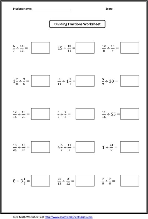 Feel free to make copies of this worksheet for the sole purpose of use in your own classroom. Dividing Fractions Worksheets | Fractions worksheets ...