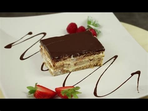 Kekskuchen mit sahne in 15 minuten fertig ! Eclair Kuchen Rezept ohne backen mit Keksen - YouTube