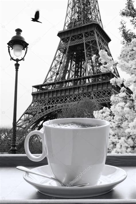 Eiffel tower was built as the centerpiece of and the entrance to the 1889 exposition of paris, a world's fair to celebrate the centennial of the french revolution. Eiffel Tower with cup of coffee in black and white style, Paris, France - , #spon, #cup, #coffee ...