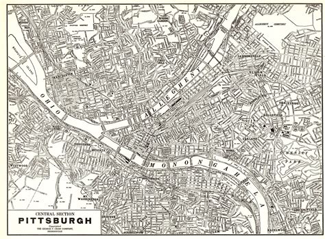 1943 PITTSBURGH Street Map Vintage City Map of Pittsburgh - Etsy