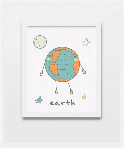 Earth Planet Print 5 X 7 In 8 X 10 In Space Art Nursery Etsy