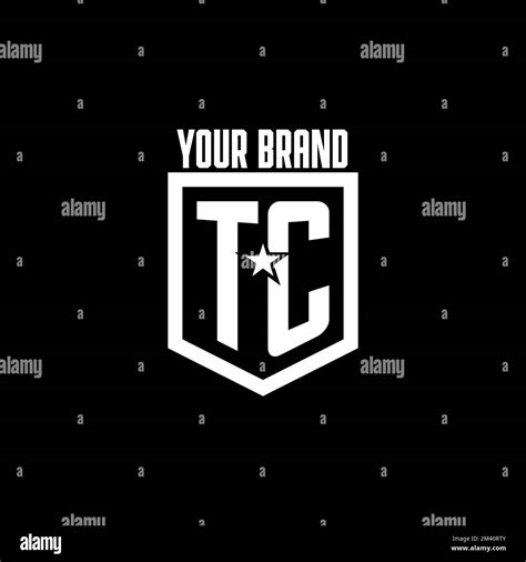 Tc Initial Gaming Logo With Shield And Star Style Design Inspiration