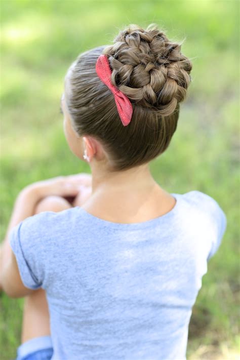 This braided updo features two boxer braids that are neatly styled into a bun at the bottom of the hair. Pancaked Bun of Braids | Updo Hairstyles | Cute Girls ...