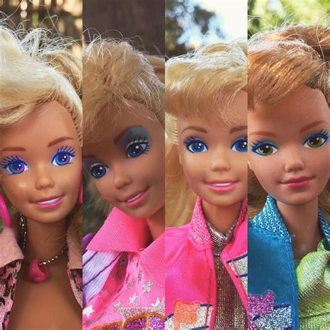 Lot Of 4 Barbie Doll 80s 90s Music Dance Rock Neon Clothes W 1988 Case
