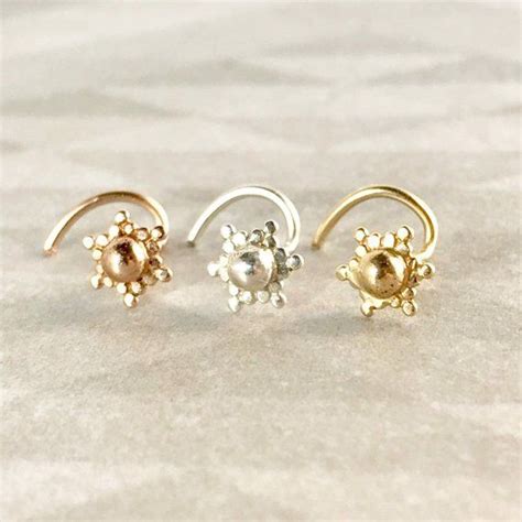 Asra 14k Yellow Gold Nose Stud Gold Threadless End Gold Etsy India