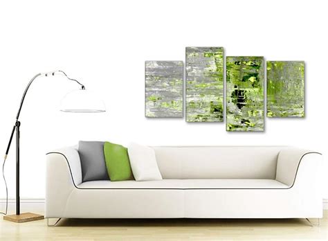 Lime Green Grey Abstract Painting Wall Art Print Canvas Uk