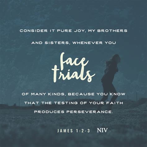 Consider it pure joy, my brothers and sisters, whenever you face trials of many kinds, because ...