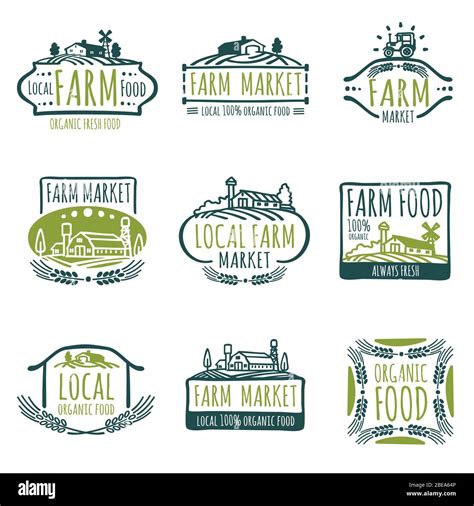 Farm And Organic Food Vector Labels Vintage Farmer Badges Food