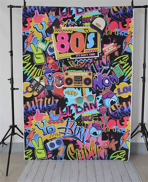 Mehofoto Hip Pop 80s Themed Backdrop 80s Graffiti Photography