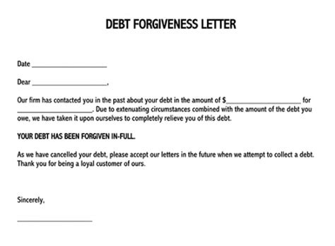 Debt Forgiveness Letter How To Write 6 Best Samples