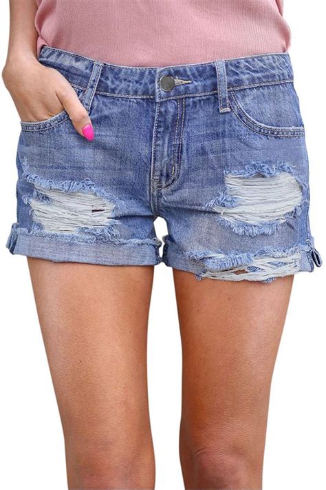 Hualong Women Sexy Light Blue Ripped Denim Shorts Online Store For
