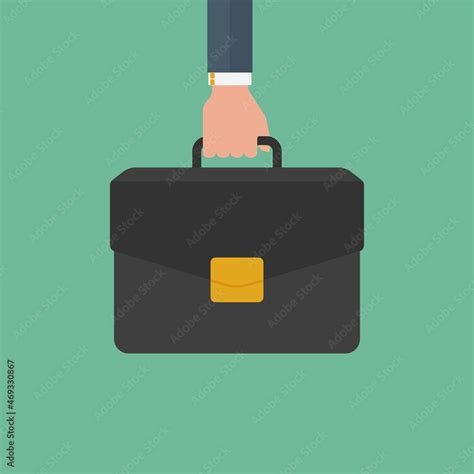 Businessman Hand Holding Briefcase In Cartoon Style On Blue Background