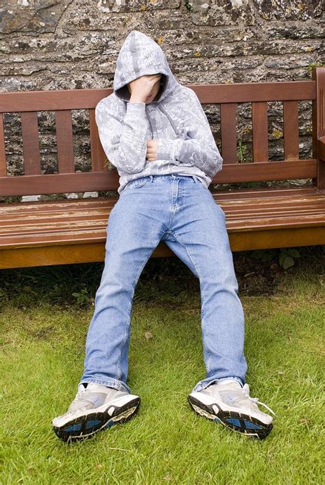 Depressed Teenage Boy On Park Bench Photograph By Mark Williamson