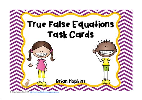 True And False Equations And The Equal Sign Task Cards Task Cards