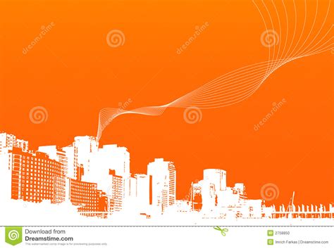 City With Orange Background Stock Vector Image 2758850