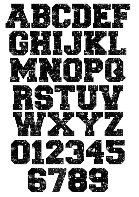 Varsity Block Font Grunge Svgdxfpng Letters Numbers Etsy