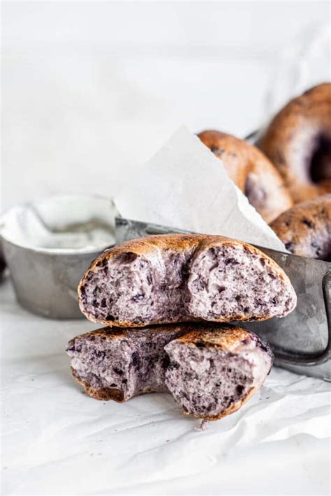 Homemade Blueberry Bagels Baking With Butter