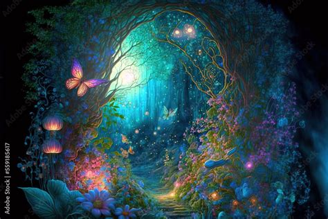 Fantasy Fairy Tale Background Fantasy Enchanted Forest With Magical