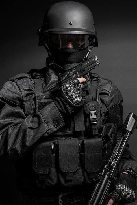 Spec Ops Police Officer Swat In Black Photograph By Oleg Zabielin Pixels
