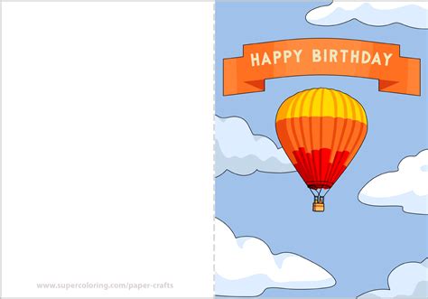 Happy Birthday Card With Air Balloon Free Printable Papercraft Templates