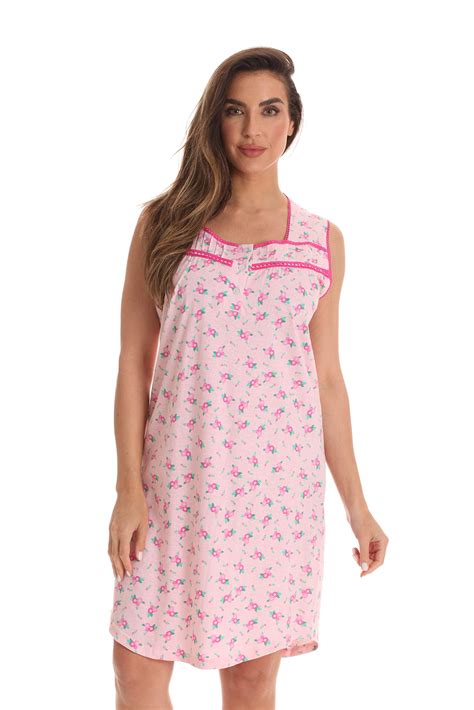 Dreamcrest 100 Cotton Sleeveless Nightgown For Women With Crochet Trim Pink 3x