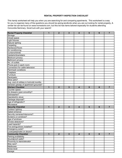 Home Inspection Checklist Spreadsheet — Db