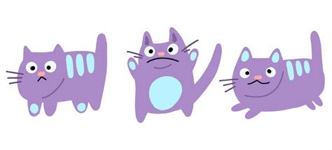 Vector Set Of Cute And Funny Purple Cats 8602620 Vector Art At Vecteezy
