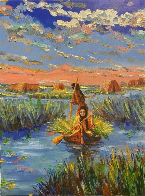 Mesopotamian Marshes Painting In 2022 Original Landscape Painting