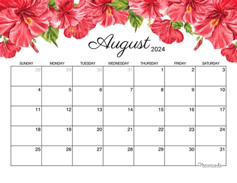 August 2024 Calendar Free Printable With Holidays