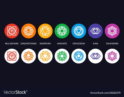 Chakra Symbols Set Spiritual Royalty Free Vector Image