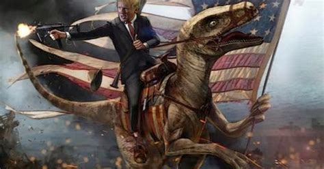 Donald trump, the presumptive republican presidential nominee, has built his campaign on equal parts bombast and populism — calling undocumented mexican immigrants rapists one minute and pushing tax hikes on top earners. 90 Miles From Tyranny : Donald Trump On A Velociraptor ...