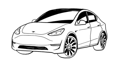 How To Draw Tesla Model Y Tesla Car Drawing How To Draw A Car Step By Step Youtube