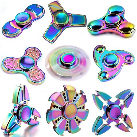 Tagital Rainbow Brass Edc Triangle Fidget Spinner Toys High Speed Hand Finger Multicolor Tri