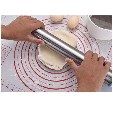 17 Adjustable Rolling Pin Non Stick Silicone Rolling Mat For Baking