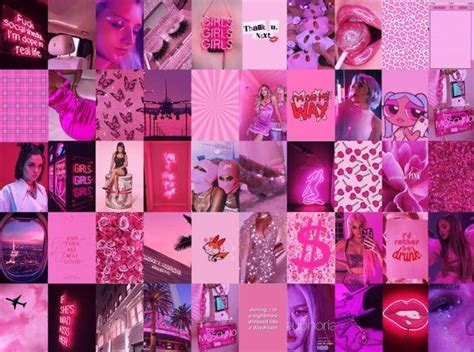 Photo Wall Collage Kit Boujee Hot Pink Baddie Aesthetic 2 Set Of 67