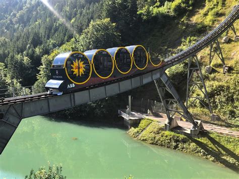 Standseilbahn Funicular Railway Schwyz Stoos Switzerland A Photo