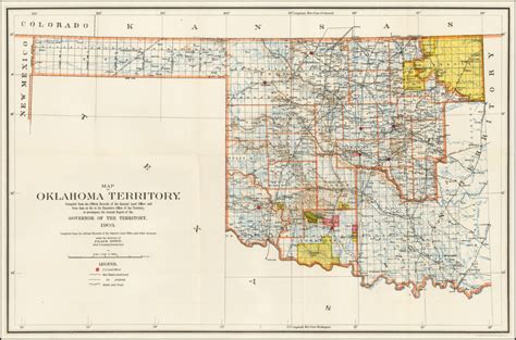 Map Of The Oklahoma Territory Compiled From The Official Records Of