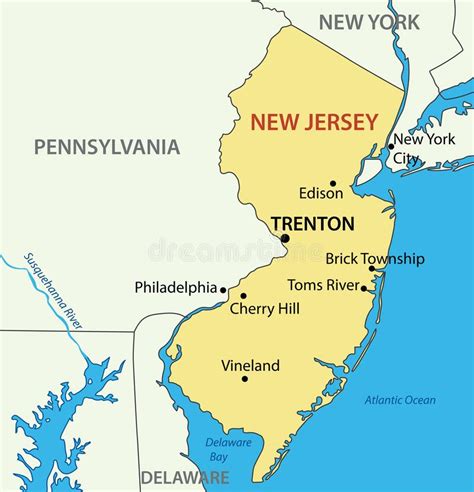 Mapa Vectorial De Nueva Jersey Aislado Sobre Fondo Blanco Silueta