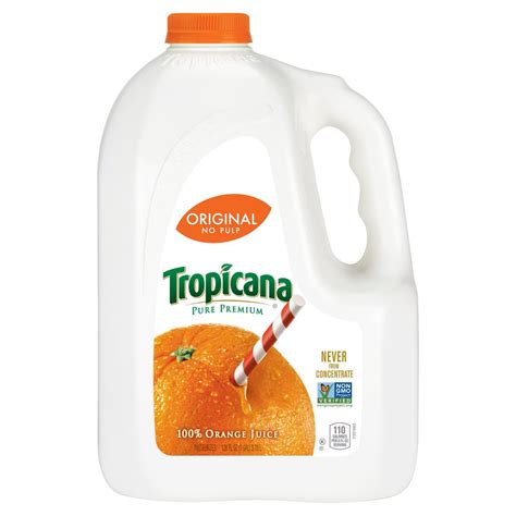 Tropicana Pure Premium 100 Orange Juice Original No Pulp 128 Fl Oz Jug