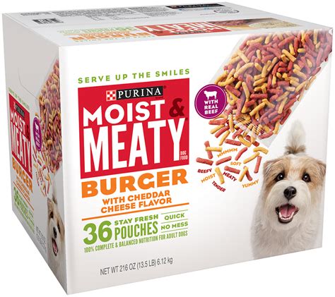 Purina Moist And Meaty Burger With Cheddar Cheese Flavor Dog Food 36 6 Oz