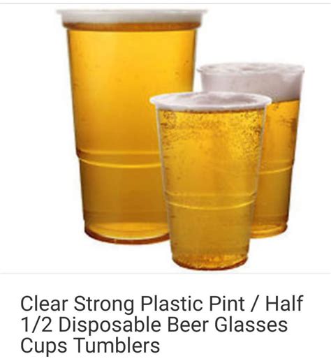 Clear Strong Plastic Pinthalf Pint Disposable Beer Glasses Cups