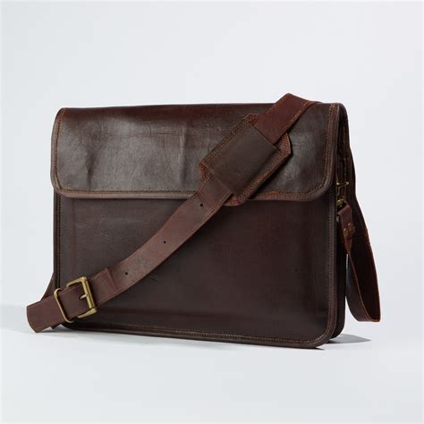 Leather Crossbody Messenger Bag Medium Brown The Fair Share