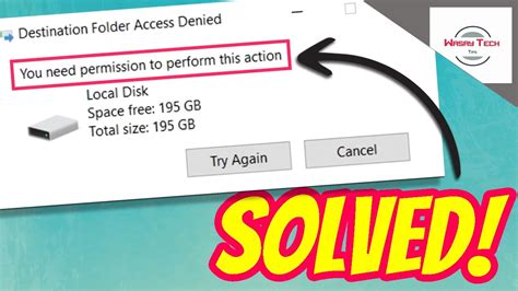 Destination Folder Access Denied FIX You Need Permission To Perform