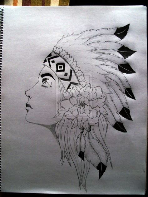Native American Warrior Princess Drawing Tattoo Pinterest