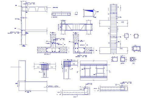 Structure Details Of Typical Column And Beam Cad Drawing Details Dwg