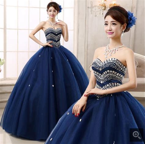 2017 New Arrival Navy Blue Ball Gown Princess Prom Dress Puffy