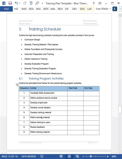 Training Plan Templates Ms Word 14 X Excel Spreadsheets Templates