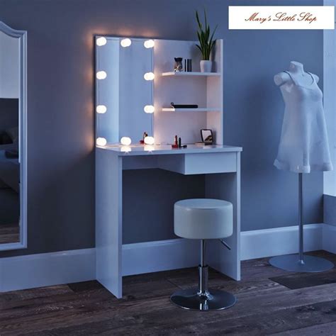 Choose the versatile pala table with combined storage and mirror. Details about White Gloss Dressing Table Hollywood Mirror ...